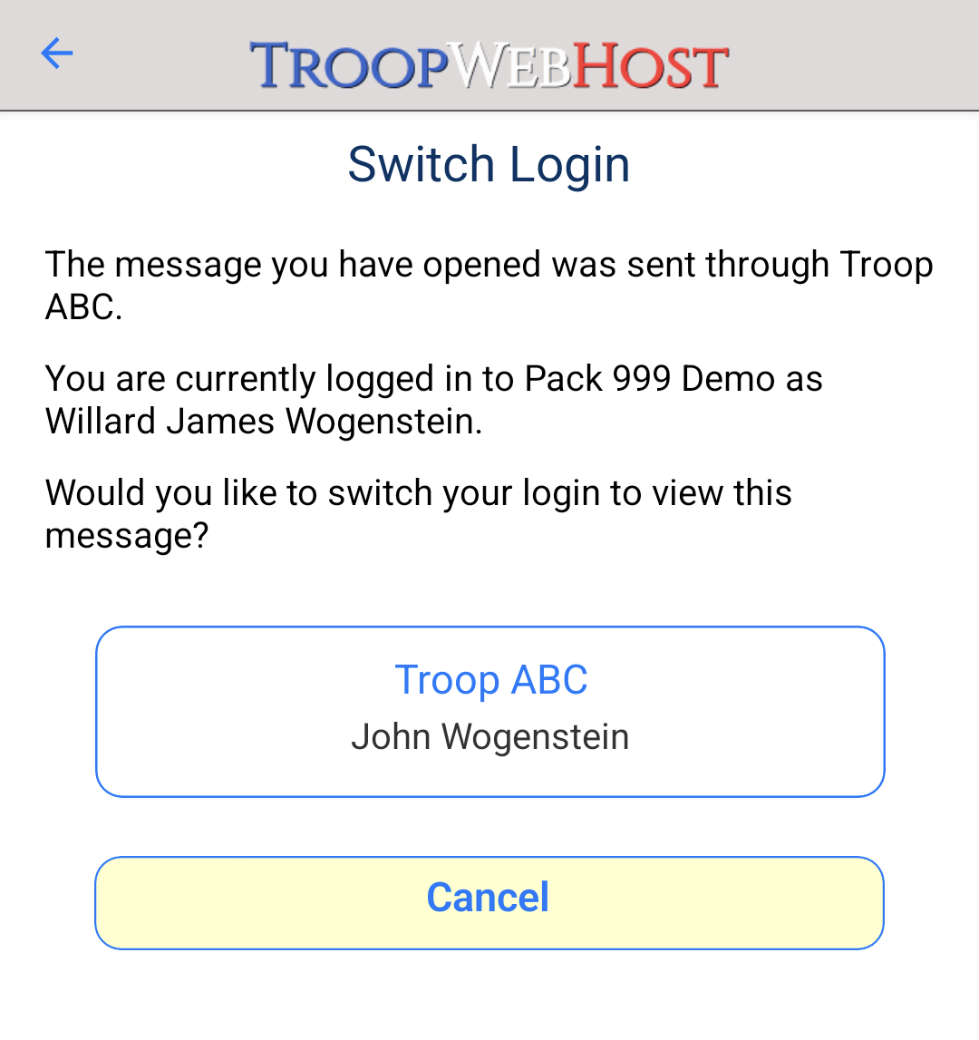 Prompt to switch accounts when opening a notification